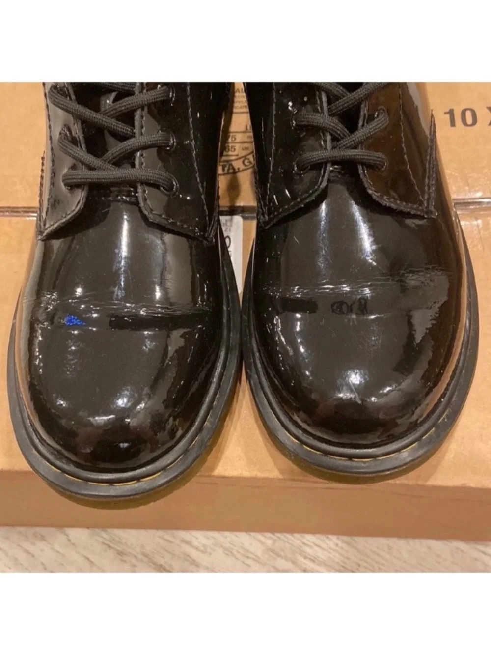 Dr. Martens Black Patent Lace-Up Ankle Boots big girls 5